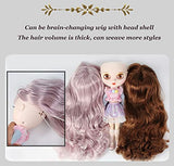 Olaffi 1/6 BJD Doll is Similar to Blythe Doll, 4-Color Changing Eyes Matte Face 12 Inch 19 Ball Jointed Doll, Customized Doll with Body, Curly Wig, Clothes, Replaceable Hands