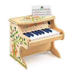 DJECO Animambo 18 Key Electronic Piano Musical Instrument, Tan