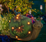 Garden Statue Snail Figurine, Solar Powered Outdoor Lights for Indoor Garden Yard Decorations,