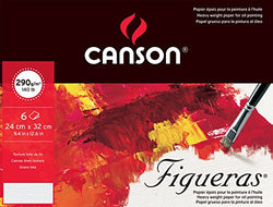 Canson Pack Fine Arts 400056375 Oil Figueras Paper 290 g of 6 Sheets Grain Canvas 24 x 32 cm Natural White