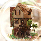 Yosoo Mini Glass DIY Wooden Dollhouse Kit Assembling Model Home Decor Display Creative Handcraft Building Toy Gift for Kids