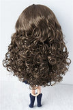 JD311 9-10inch 23-25cm Long wave Air bangs Doll wigs Blythe SD synthetic mohair BJD hair (Medium Brown)