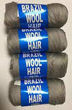 Brazilian 100% Acrylic Hand & Machine Knitting Blended Yarn Scale Hair 70G AfricanGray Wool Hair Yarn for Braiding 4 Balls Senegalese Twisting Jumbo Braids Crochet WrapsFaux Hair (Gray)