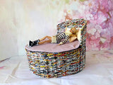 BJD SD doll bed. Handmade 1/3 scale furniture for 60-70 cm size dolls. Boho, hipie msd doll lounge.