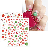 JMEOWIO 12 Sheets Fruit Nail Art Stickers Decals Self-Adhesive Pegatinas Uñas Strawberry Watermelon Lemon Nail Supplies Nail Art Design Decoration Accessories