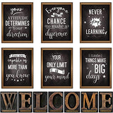 13 Pieces Industrial Chic Bulletin Board Posters,Laminated Inspirational Quote Positive Affirmation Motivational Posters with Welcome Sign for School Classroom Wall Bulletin Board Decoration
