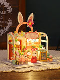 Kisoy Dollhouse Miniature with Furniture Kit, Handmade DIY House Model for Teens Adult Gift (Rabbit Flower Shop)