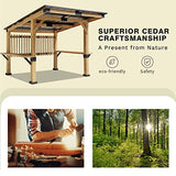 EROMMY Hardtop Gazebo 10' x 11' Outdoor Cedar Gazebo Patio Wood Pergola with Steel Hardtop and Bar Counters for Garden, Patio, Backyard