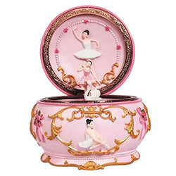 Singeek Ballerina Girl Mechanism Rotate Music Box with Colorful Lights and Sankyo 18-Note Wind Up Signs of The Girl Heart Gift for Birthday Christmas (Swan Lake)