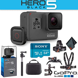 GoPro Hero5 Black with Voice Activated Remote + 64 GB Memory Card + Extreme Outdoor Action Kit