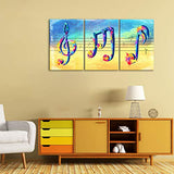 LoveHouse 3 Panel Blue and Yellow College Music Notes Canvas Wall Art Rhythm Song Modern Giclee Painting Classroom Living Room Bedroom Decoration Watercolor Ready to Hang 16x24inchx3pcs