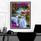 Kaliosy 5D Diamond Painting Waterfall Landscape by Number Kits Paint with Diamonds Art, DIY Crystal Craft Full Drill Cross Stitch Decoration 12X16inch (X27819)
