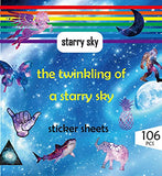 Galaxy Style Stickers,106 Starry Sky Stickers,Cute Vsco Girls Stickers for Water Bottle Trendy Aesthetic Stickers for Laptop, Vinyl Sticker Pack Decals Gift Card Luggage Car