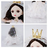 Little bado BJD Doll 10 inch 13 Ball Jointed Doll DIY Toys Bride Doll in White and Pink Dress Wedding Doll Princess Gown Clothes with Veil for Girl Dolls