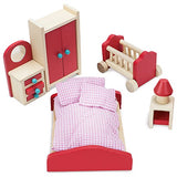 Cozy Family Master Bedroom Accessories Children's Playset | Wooden Wonders Premium, Colorful Dollhouse Furniture for 4-inch Toy Dolls | Includes Dresser with Mirror, Wardrobe, Nightstand, and Lamp