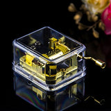 Pursuestar Acrylic Clear Gold Hand Crank Music Box for Mom/Dad/Daughter/Son - Unique Best Gifts for Birthday Christmas Thanksgiving Wedding Valentine Anniversary(Memory from Cats)