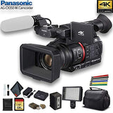 Panasonic AG-CX350 4K Camcorder (AG-CX350) W/Padded Case, 128 GB Memory Card, Wire Straps, LED Light, and More