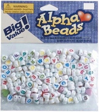 Darice White with Colored Letters - 6mm - Big Value Heart Shaped Alphabet Beads