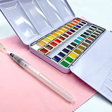 Artist Watercolor Paint Set by ArtWhale - 48 Colors in Half-pans+Waterbrush - Tin Box - Professional Watercolor Set For Beginners, Artists, Students, Hobby Painters