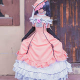 Smiling Angel Cos Anime Black Butler Kuroshitsuji Cos Halloween Palace Woman Pink Dress Cosplay Costume Dress+hat+Gloves+Neck, Medium