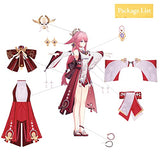 NSPSTT Yae Miko Cosplay Costume Miko Costume Women Kimono Yae Cosplay Outfit, X-Large