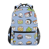 School College Backpack Rucksack Travel Bookbag Outdoor Cute Sushi Pattern