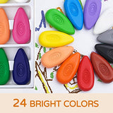 24 Colors Toddler Crayons, Non-Toxic Washable Crayons for Kids, Easy to Hold Water-Drop Shape Crayons for Toddlers, Babies and Children, Safe Coloring Art Supplies