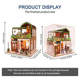 DIY Dollhouse Wooden Miniature Furniture Kit Creative Coffee Bar Room DIY Mini Real House Loft Assembly Building Kit Festival Birthday Gifts for Adults Girls with LED Light Dust Cover Music Movement