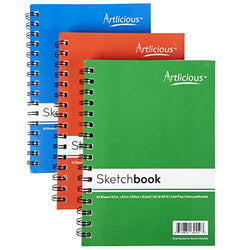 Artlicious - 3 Sketch Books 5.5" x 8.5" for Drawing, Coloring & Doodling (3 Sketch Pads)