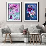 4 Pack Flowers Diamond Painting Kits DIY 5D Butterfly Diamond Art Kits for Adults Kids Complete Diamond Arts Full Drill Embroidery Painting Cross Stitch Crafts for Home Wall Decor