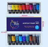Acrylic Paint Set by Art Whale 18 colors / Tubes 2.5 oz (75 ml) - Professional Acrylic Paints for Painters, Beginners, Artists - Paints For Canvas Painting, Wood, Stones, Ceramics