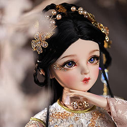 DACUN Educational Model 1/3 Exquisite Girl BJD Doll Full Set 56cm, Ball Jointed Doll 100% Handmade DIY Toys with Clothes Shoes Wig Makeup, Best Favorites Gift