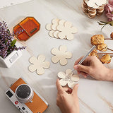 50 Pieces 3 Inch Unfinished Wooden Flower Cutouts Wooden Flower Discs Crafts Blank Flower Shape Wood Ornaments Flower Embellishments Wooden Slices for DIY Projects Decoration