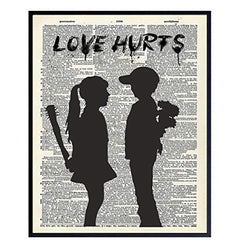 Banksy Graffiti Dictionary Art Print - Funny Vintage Upcycled Wall Art Poster - Modern Chic Home Decor - Gift for Mural and Street Art Fans - 8x10 Photo- Unframed - Love Hurts