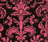 Fleece Fabric Printed ANTI PILL MAGENTA DAMASK BLACK BACKGROUND