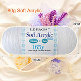 LE PAON 80G Soft Acrylic Yarn White Need Threader，White