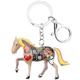 Enamel Metal Horse Key chains For Women Girls Gifts Car Purse Animal Pendant Charms toy (Brwon)