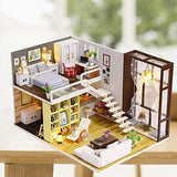 Dollhouse Miniature with Furniture, DIY Wooden Doll House Kit Plus LED and Music Movement, 1:24 Scale Creative Room Idea Best Gift for Children Friend Lover （Contracted City）