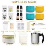 Candle Making Kit, Beeswax Candle Making Supplies for Beginners with Woven Basket, Beeswax, Melting Pot, Wicks, Candle Tins, Mixing Spoon, Dyes, Essential Oil, Thermometer