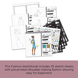 Fashion Angels Fashion Runway Portfolio - Fashion Design Sketch Book with Stencils and Stickers - Practice Your Fashion Design Techniques, Preview Designs in App - Fashion Sketch Pad for Girls 8 & Up