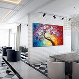 Dyi-Inn Art 100% Handpaint Oil Painting Modern Artwork Abstract Floral Paints on Canvas Wall Art for Home Decoraitons Heavy Oil Flower Paintings Ready to Hange 24x48 "