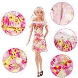 20 Pcs Doll Clothes and Accessories Handmade 2 Sequins Dresses 4 Fashion Dresses 4 Tops and Pants Casual Outfits 10 Shoes for 11.5 inch Girl Dolls