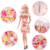 20 Pcs Doll Clothes and Accessories for Barbie Handmade 3 Sequins Dresses 4 Fashion Dresses 3 Tops and Pants Casual Outfits 10 Shoes for 11.5 inch Girl Dolls