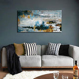 Abstract Wall Art Large Canvas Picture Modern Blue Grey Brown Artwork on Canvas Prints Wall Decoration for Living Room Bedroom Bathroom Kitchen Office Home Wall Decor Framed Ready to Hang 24" x 48"