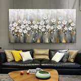 Metuu Wall Art - 24x48 Inch Oil Paintings 100% Hand Painted Floral Oil Paintings Canvas Modern Stretched and Framed Grace Abstract Flowers Artwork Ready to Hang