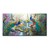 5 Peacock Painting In The Forest 3D Hand-painted Artwork Canvas Painting Wall Art Oil Painting Animal Painting Chinese Style Classical for Home Living Room Bedroom Decoration 24x48 Inch Unframe