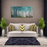 Ardemy Canvas Wall Art Blue Tree Forest Landscape Picture Prints, Modern Birch Trees Nature Woods Abstract Painting Artwork Extra Large Framed for Home Office Living Room Bedroom Decor, 60"x30"