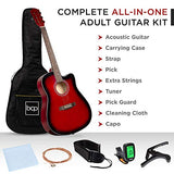 Best Choice Products 41in Beginner Acoustic Guitar Full Size All Wood Cutaway Guitar Starter Set Bundle with Case, Strap, Capo, Strings, Picks, Tuner - Red