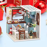 Doll House Miniature Dollhouse Kit DIY Wooden Dollhouse Accessories Plus Dust Proof Cover Model House Assembled Cabin Handcrafts Educational Toys for Kids Teens Adults (M011)