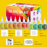 Miraclekoo Tie Dye Kit for Kids, Adults,24 Colors Permanent Tie Dye Shirt Fabric Dye for Clothing Craft Fabric Textile Party Group Handmade Project, with Rubber Bands, Gloves, Aprons and Table Covers